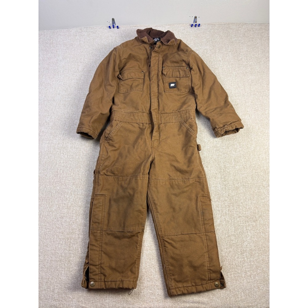 Polar King Kids Insulated Duck Canvas Coveralls Brown Size S Workwear